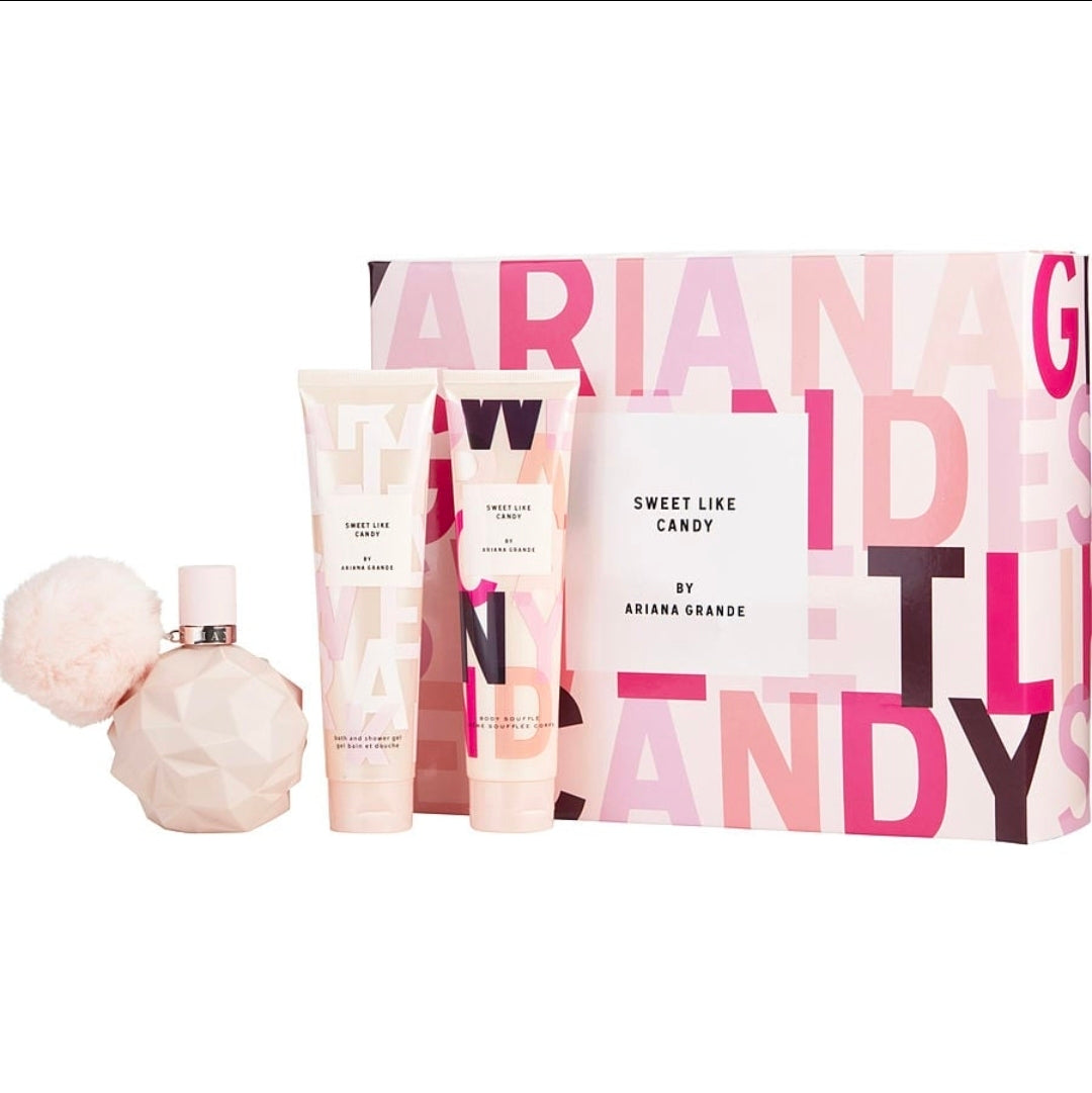 Ariana Grande Sweet Like Candy - Set de Regalo (Perfume + Body Souffle + Gel de Baño) 3.4 oz